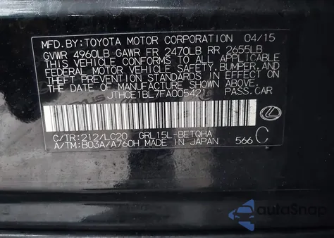 2015 Lexus Gs 350 z USA, uszkodzony, nr VIN JTHCE1BL7FA005421